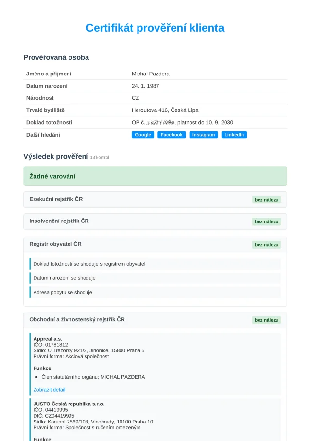 Certifikát bez varování